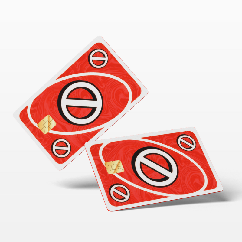 Uno Skip Card Red (Holographic) - Card Emblems Uno Skip Card Red (Holographic) - Card Emblems